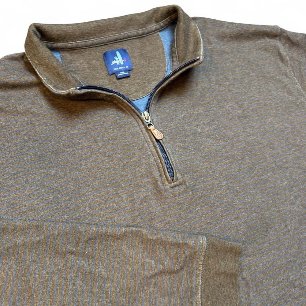 Johnnie-O quarter zip preppy casual brown pullover sweater size 2XL